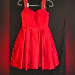 Sherri Hill Red Dress with Beaded Straps